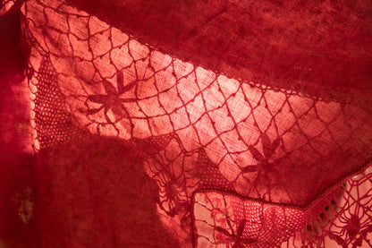 Openwork Crochet Linen Tablecloth [Speckled Rust]