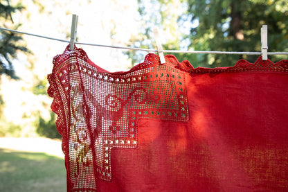 Filet Crochet Tablecloth [Rust]