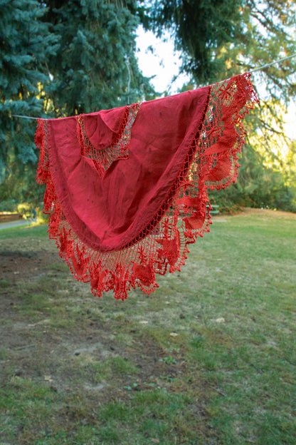 Openwork Crochet Linen Tablecloth [Speckled Rust]