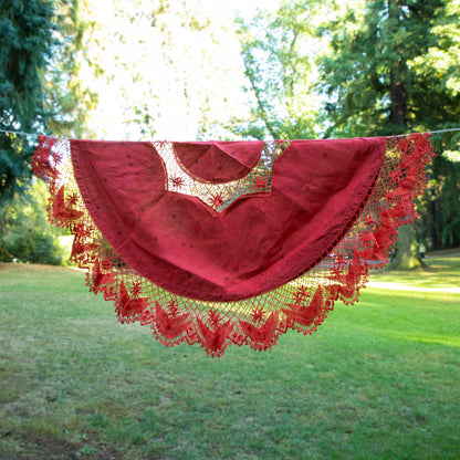 Openwork Crochet Linen Tablecloth [Speckled Rust]