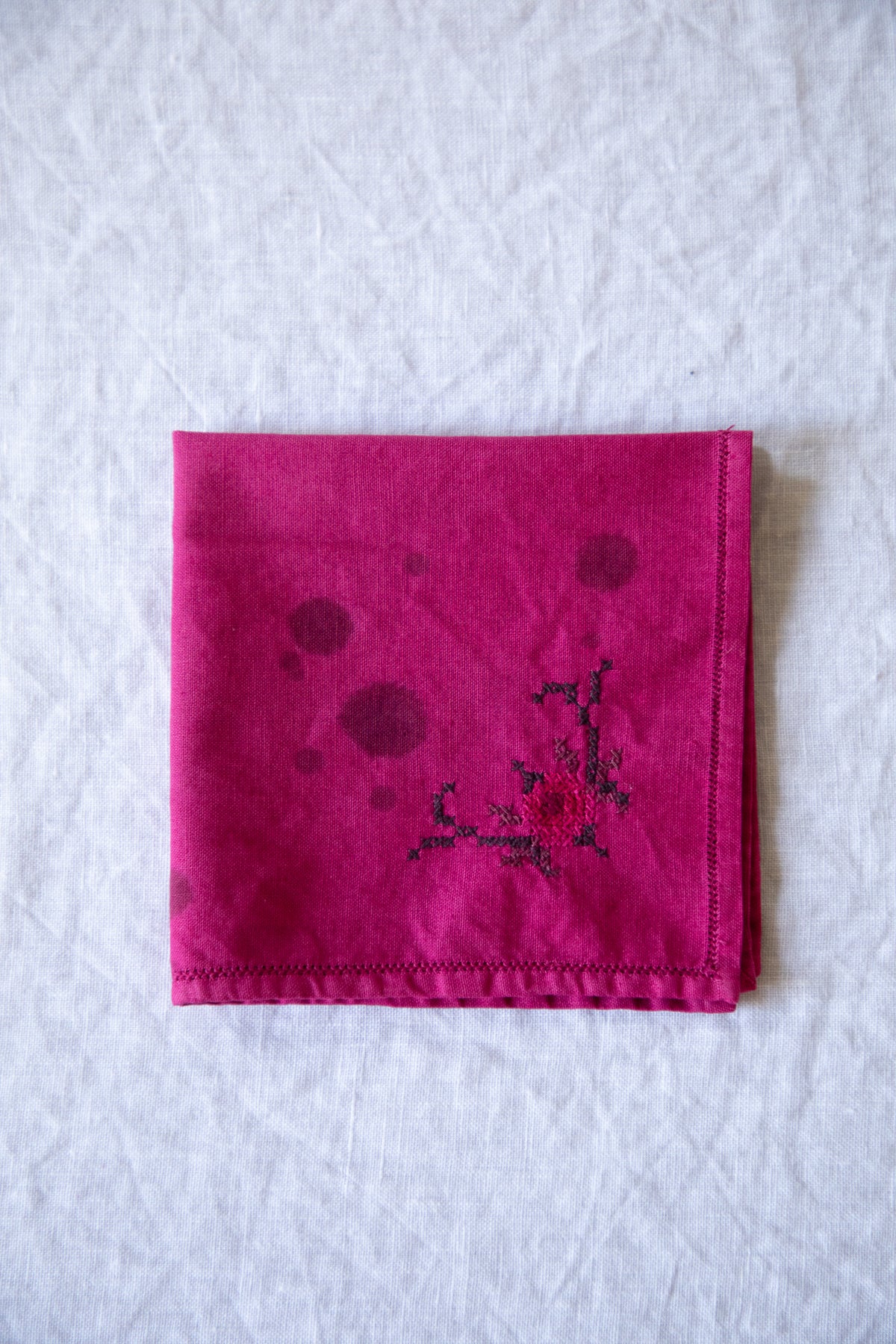 Floral Cross-stitch Cocktail Napkins [Speckled Pinot Noir]