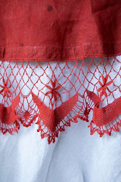 Openwork Crochet Linen Tablecloth [Speckled Rust]