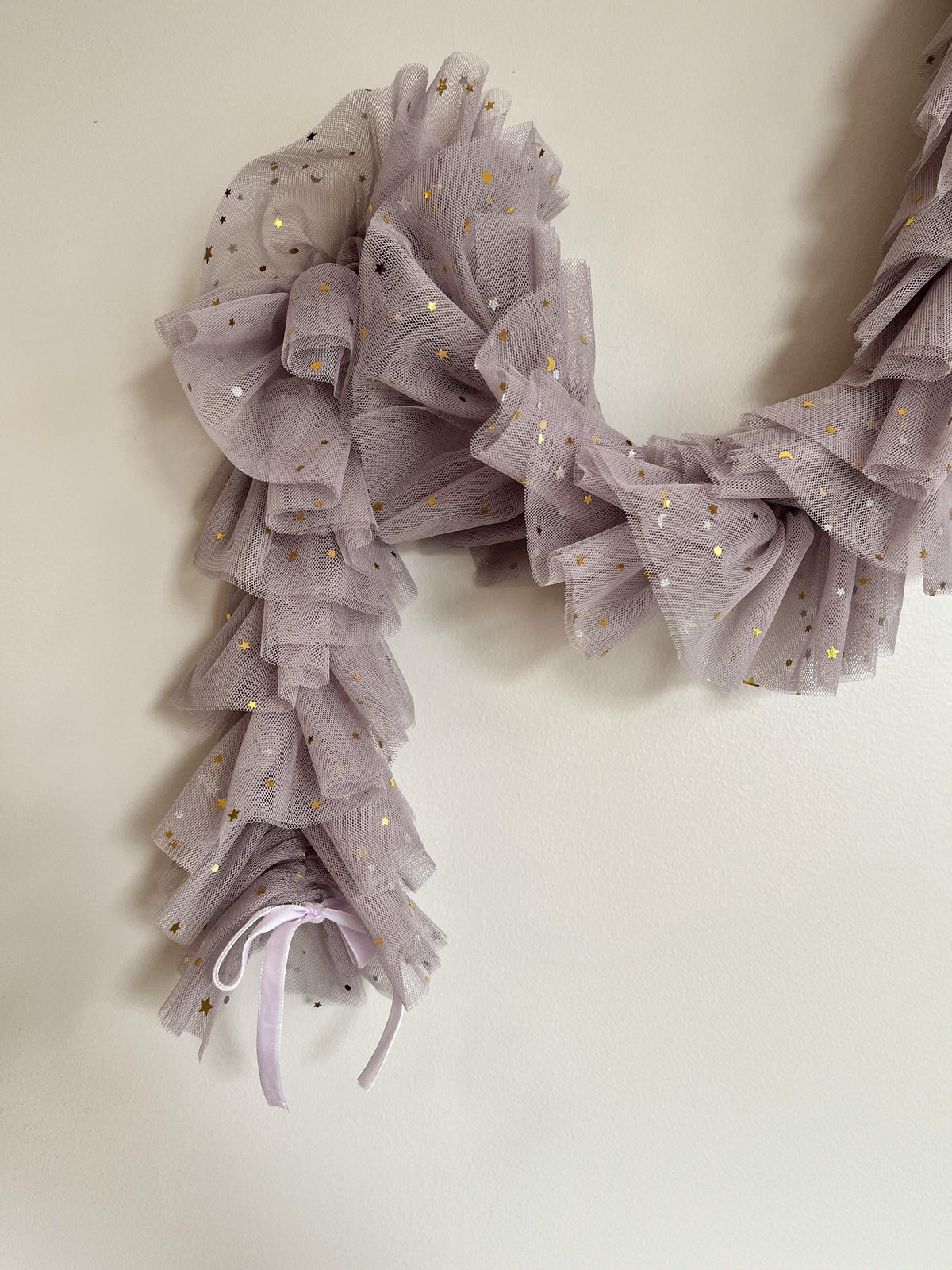 Dusty Lavender Tulle Garland with Metallic Moon and Stars