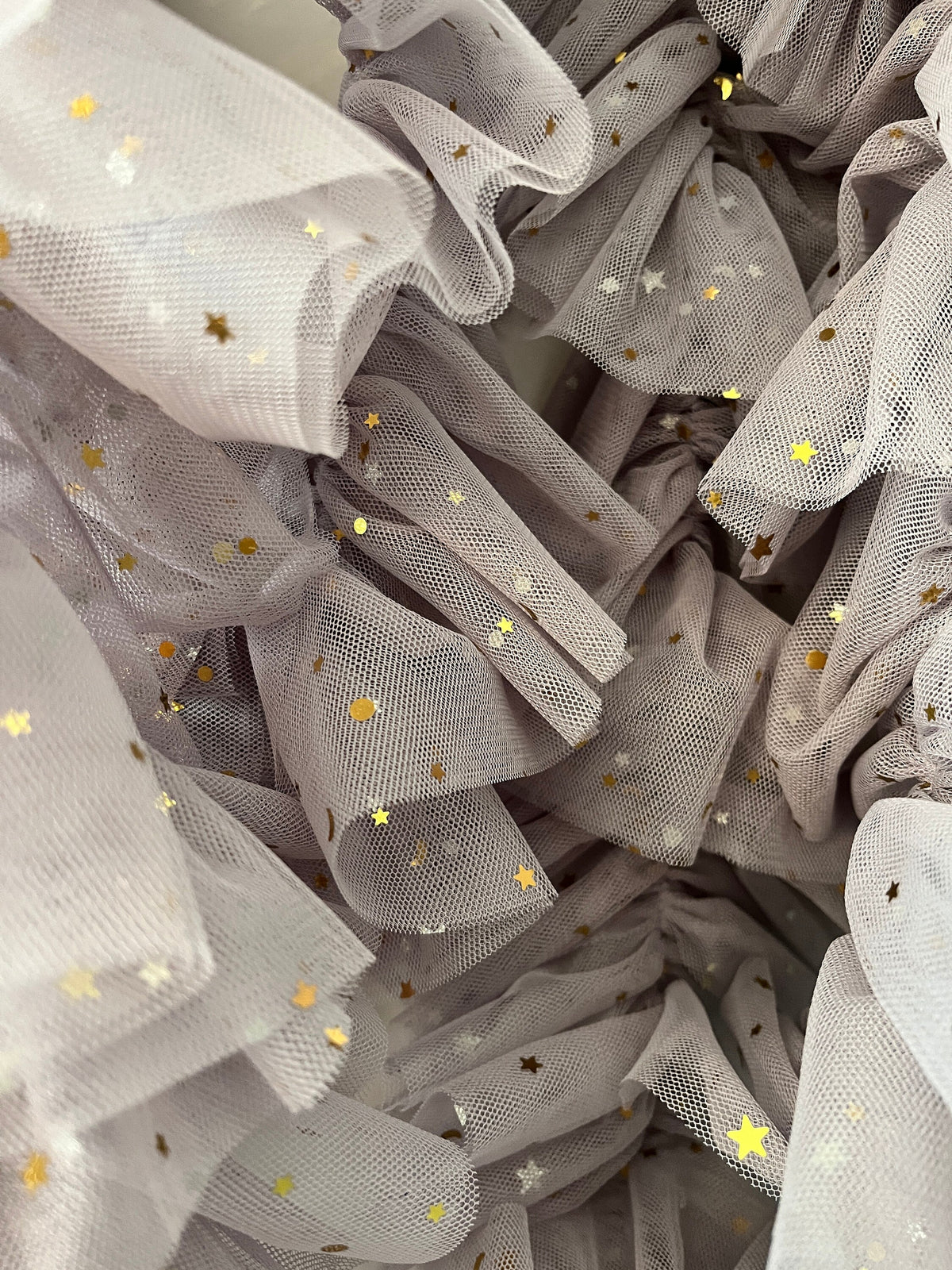 Dusty Lavender Tulle Garland with Metallic Moon and Stars