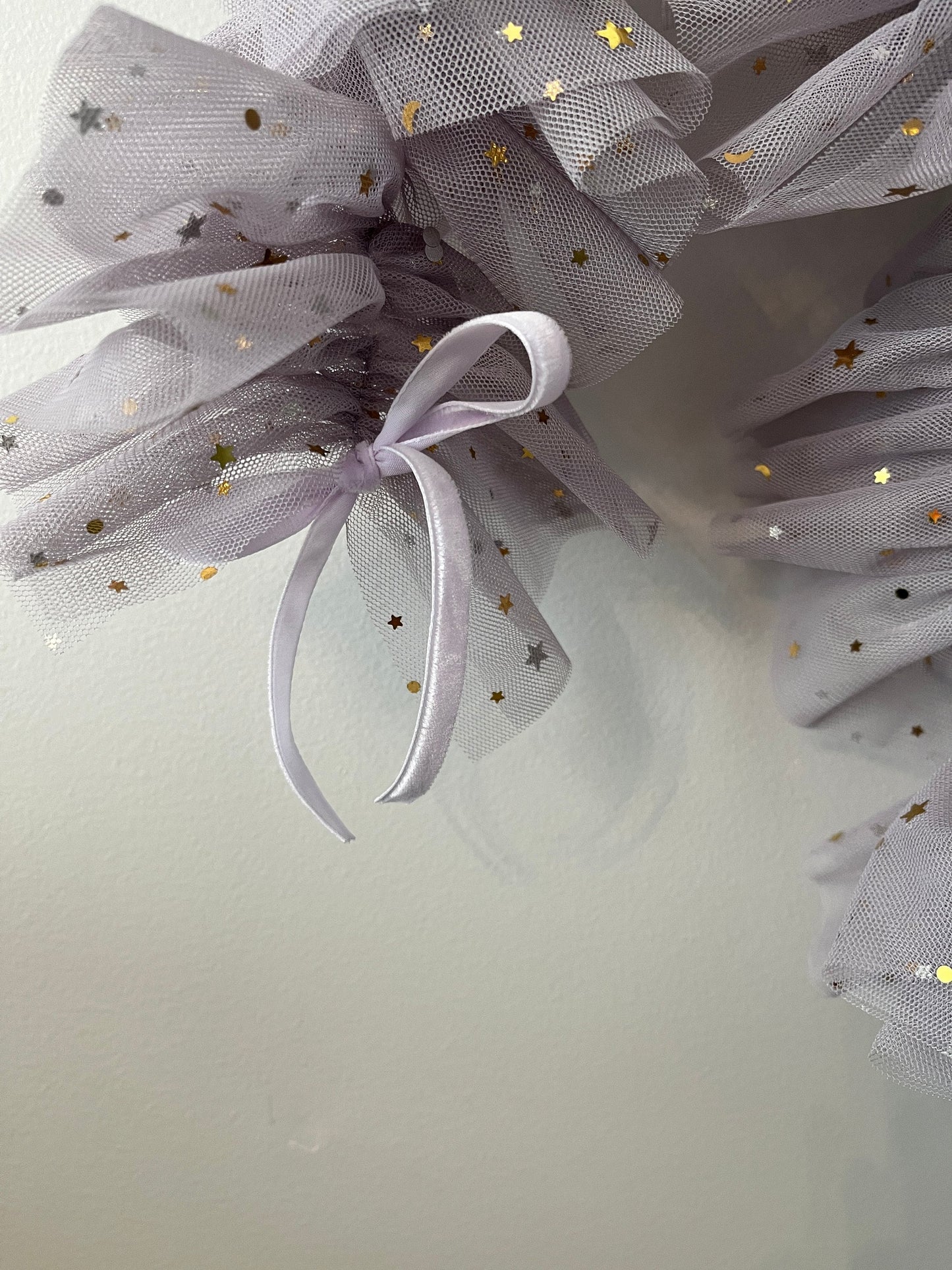Dusty Lavender Tulle Garland with Metallic Moon and Stars