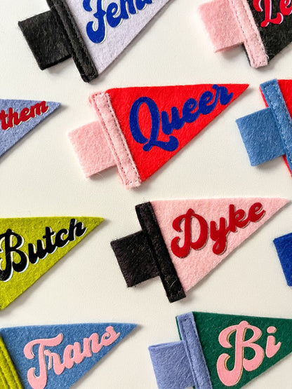 Mini Dyke Pride Pennant [red + light pink]