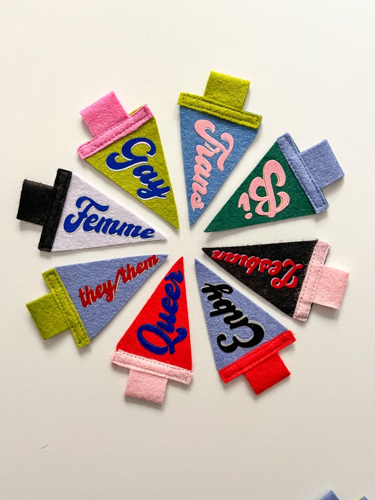 Mini Bi Pride Pennant [pink + dark green]