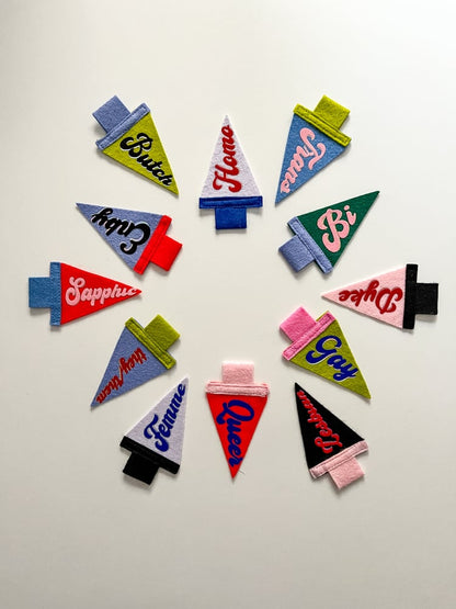 Mini Sapphic Pride Pennant [pink + red]