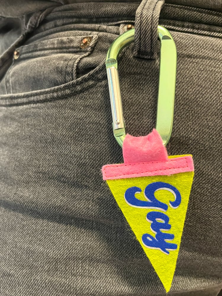 Mini Gay Pride Pennant [blue + chartreuse]
