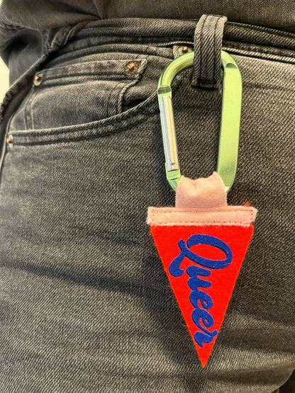 Mini Queer Pride Pennant [blue + red]