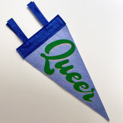 Queer Pride Pennant [green + periwinkle]
