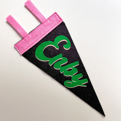 Enby Pride Pennant [green + black]