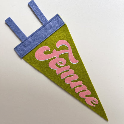 Femme Pride Pennant [pink + chartreuse]