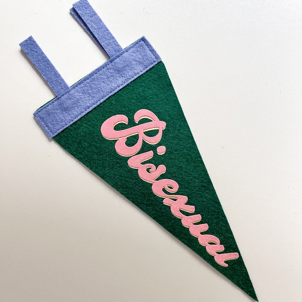 Bisexual Pride Pennant [pink + dark green]