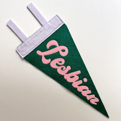 Lesbian Pride Pennant [pink + dark green]