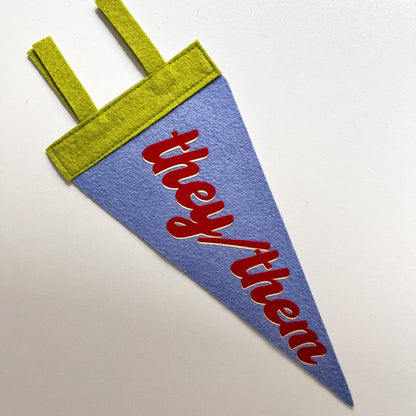 They/Them Pride Pennant [red + periwinkle]