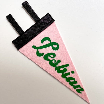 Lesbian Pride Pennant [green + light pink]