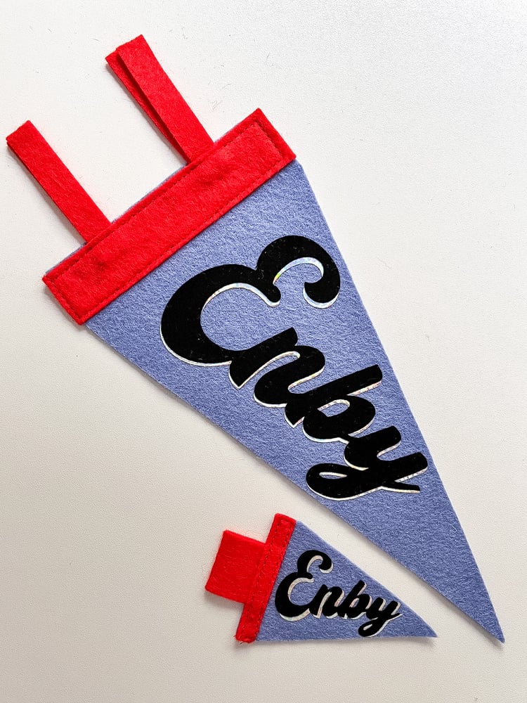 Mini Enby Pride Pennant [black + periwinkle]
