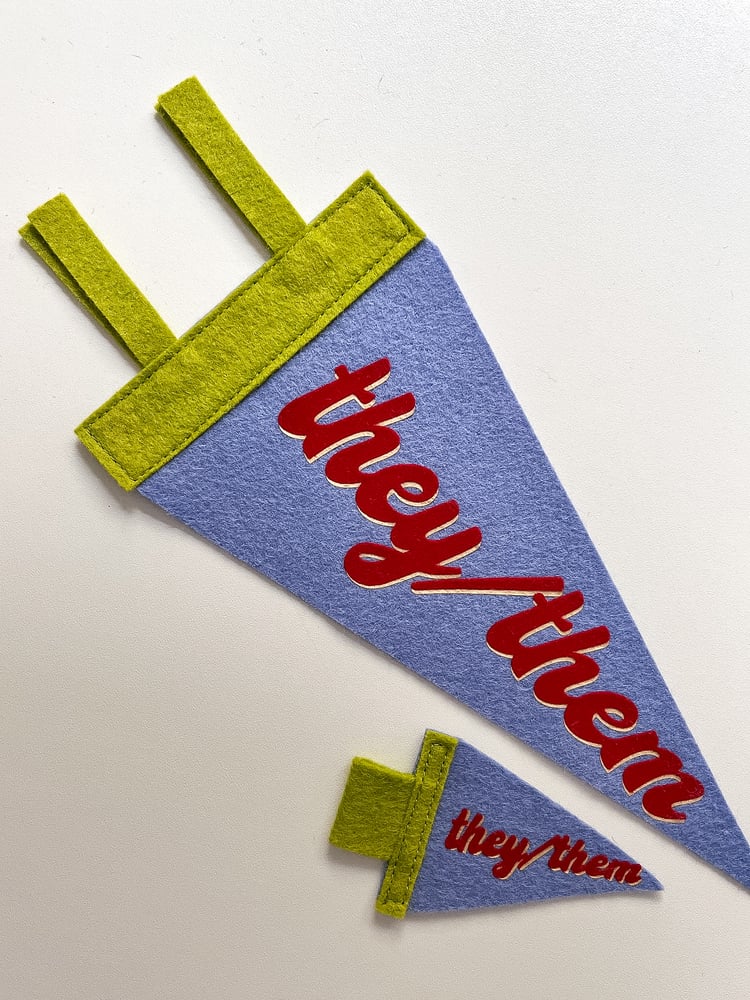 They/Them Pride Pennant [red + periwinkle]