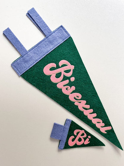 Bisexual Pride Pennant [pink + dark green]