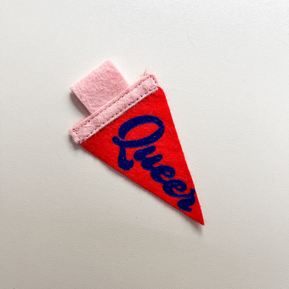 Mini Queer Pride Pennant [blue + red]