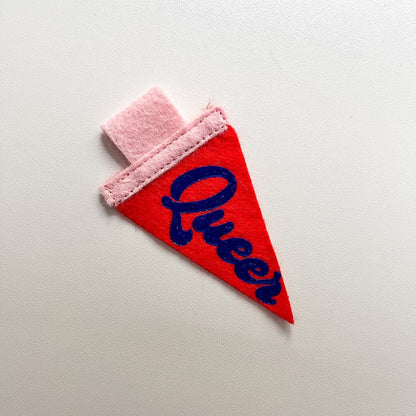 Mini Queer Pride Pennant [blue + red]