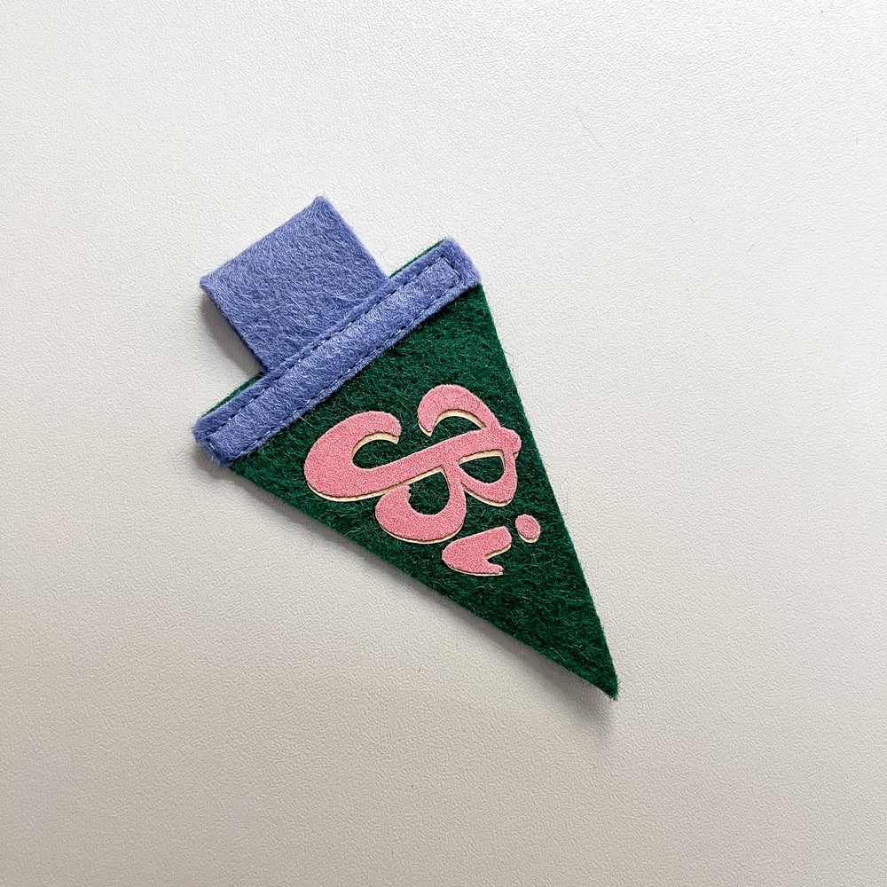 Mini Bi Pride Pennant [pink + dark green]