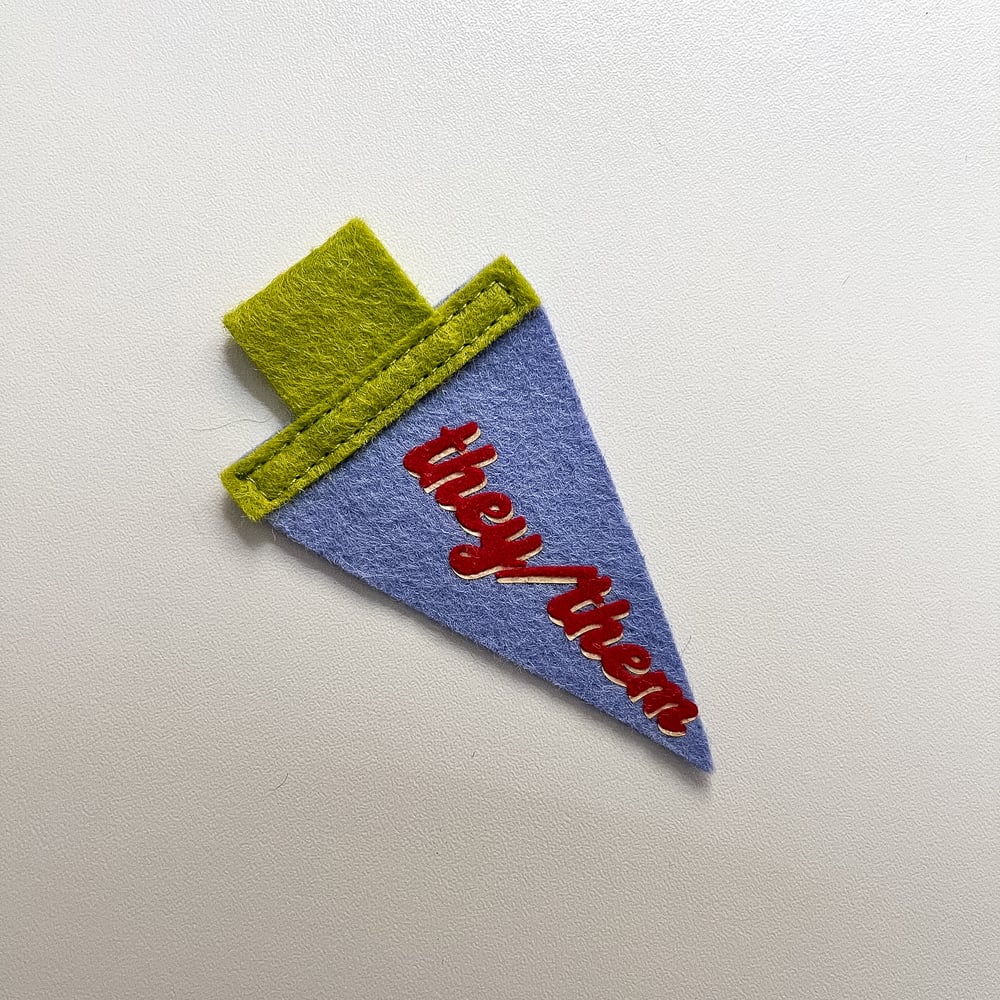 Mini They/Them Pride Pennant [red + periwinkle]