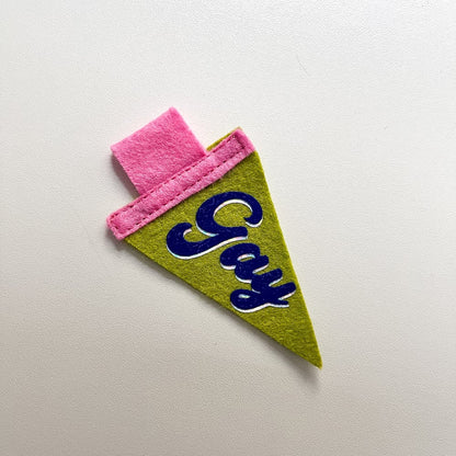 Mini Gay Pride Pennant [blue + chartreuse]