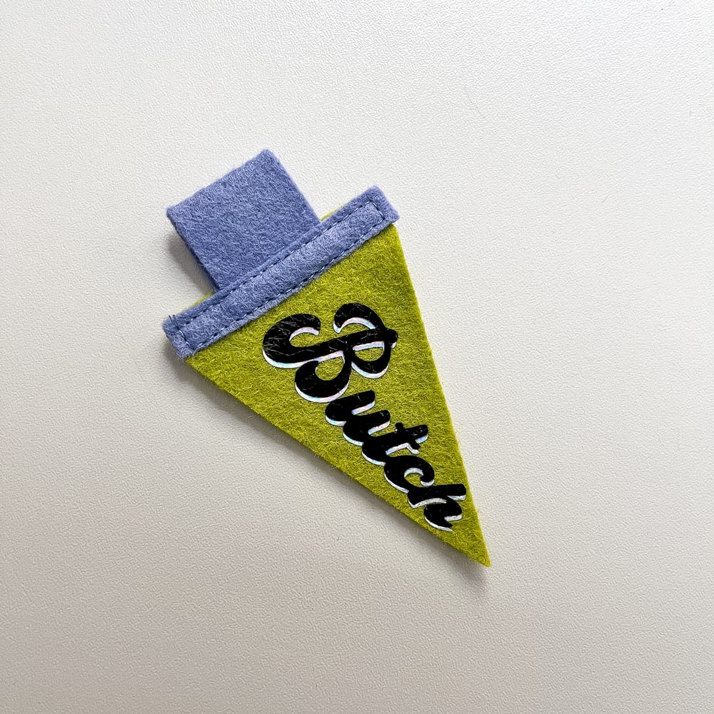 Mini Butch Pride Pennant [black + chartreuse]