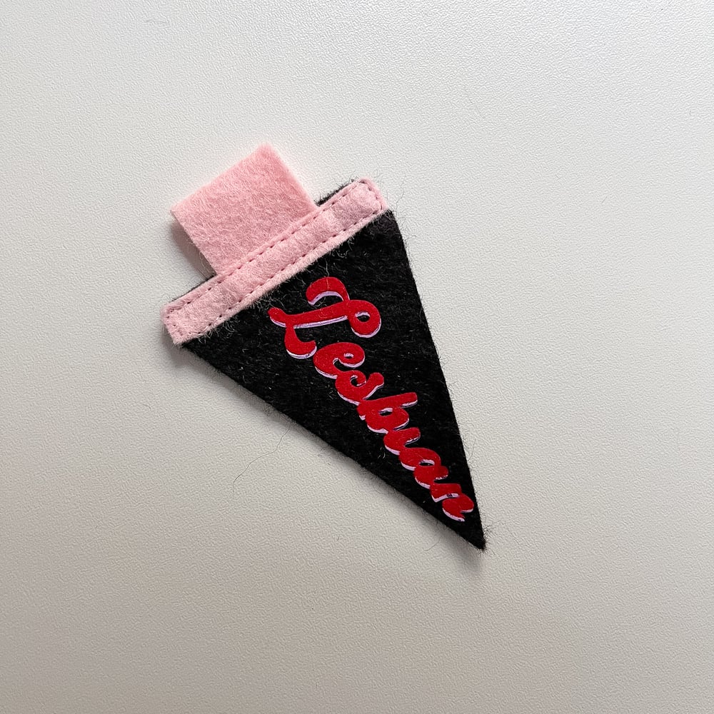 Mini Lesbian Pride Pennant [red + black]