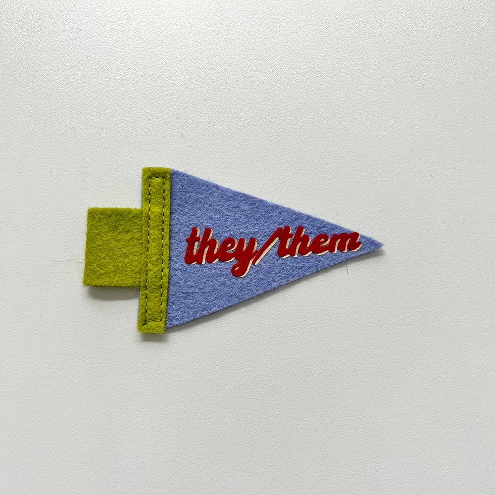 Mini They/Them Pride Pennant [red + periwinkle]