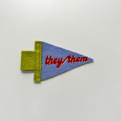 Mini They/Them Pride Pennant [red + periwinkle]