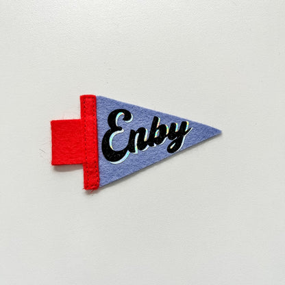 Mini Enby Pride Pennant [black + periwinkle]