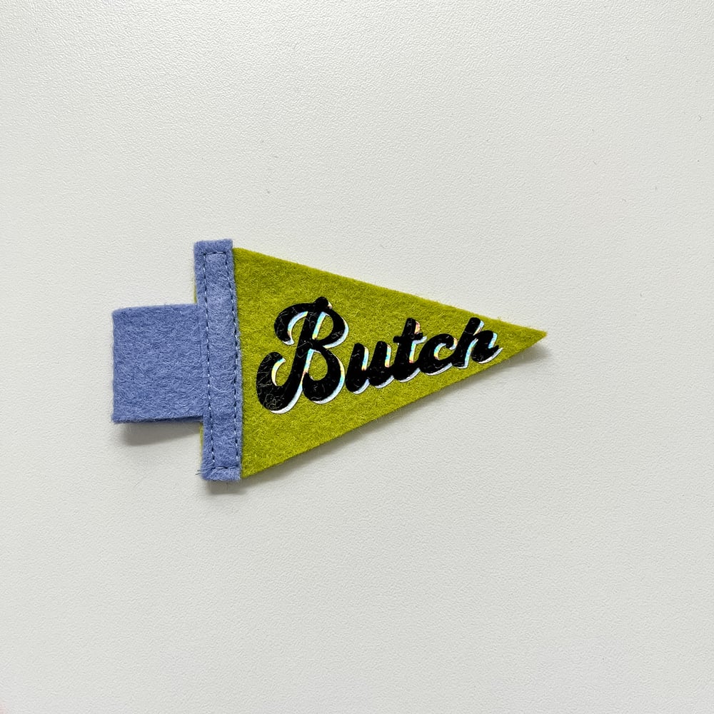 Mini Butch Pride Pennant [black + chartreuse]