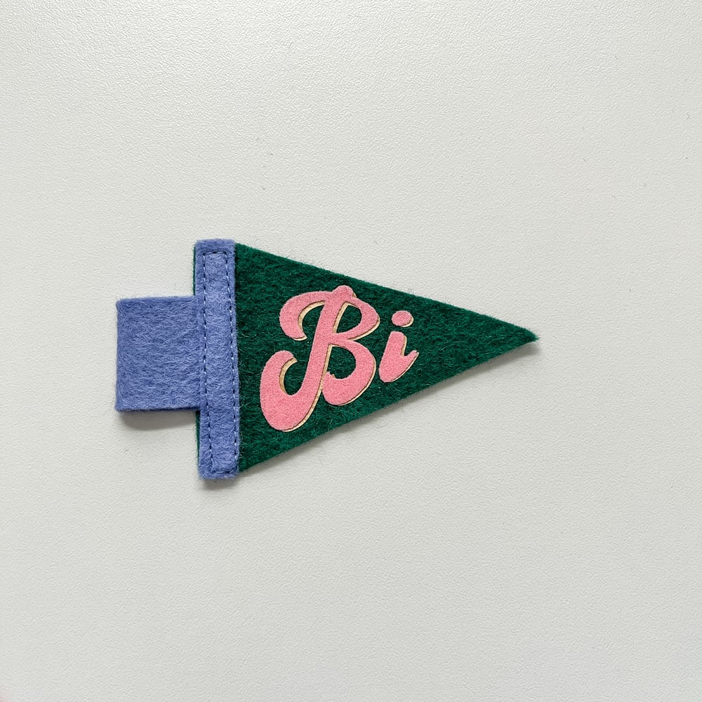 Mini Bi Pride Pennant [pink + dark green]