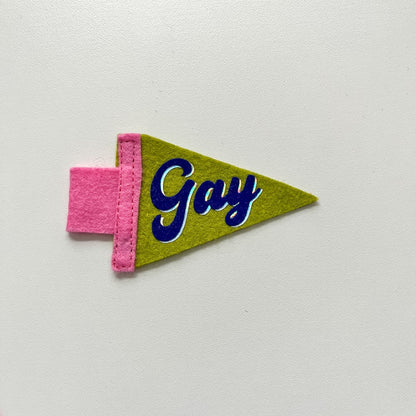 Mini Gay Pride Pennant [blue + chartreuse]