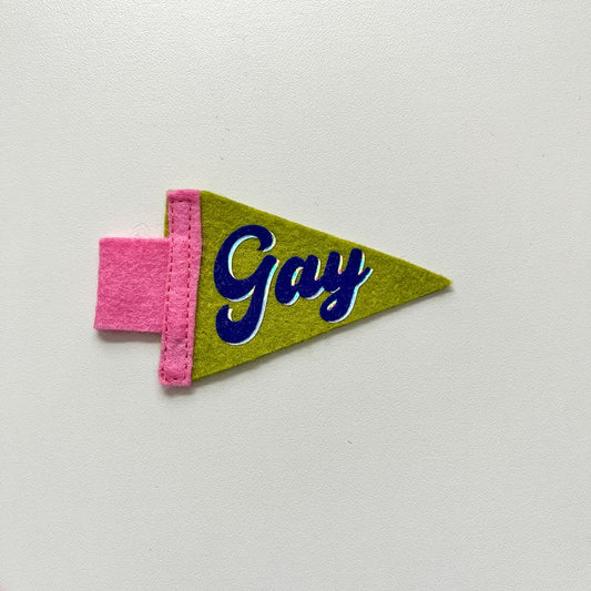 Mini Gay Pride Pennant [blue + chartreuse]
