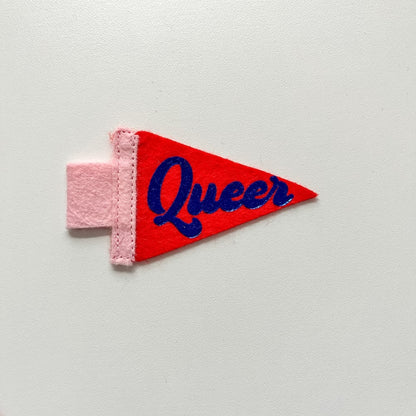 Mini Queer Pride Pennant [blue + red]
