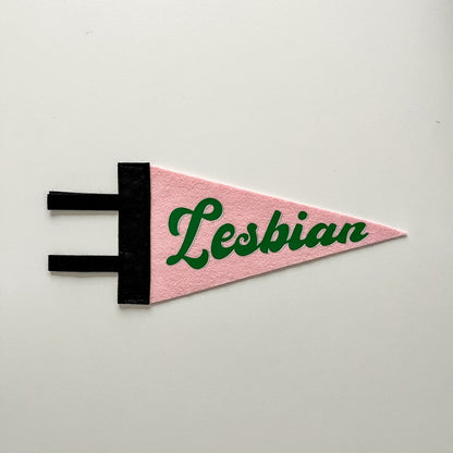 Lesbian Pride Pennant [green + light pink]