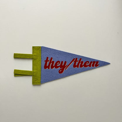 They/Them Pride Pennant [red + periwinkle]