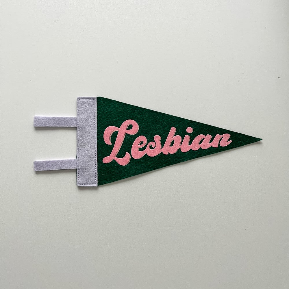 Lesbian Pride Pennant [pink + dark green]
