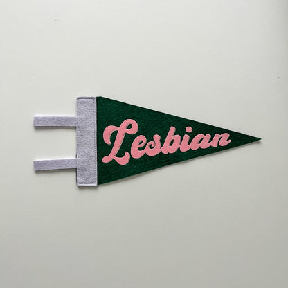 Lesbian Pride Pennant [pink + dark green]
