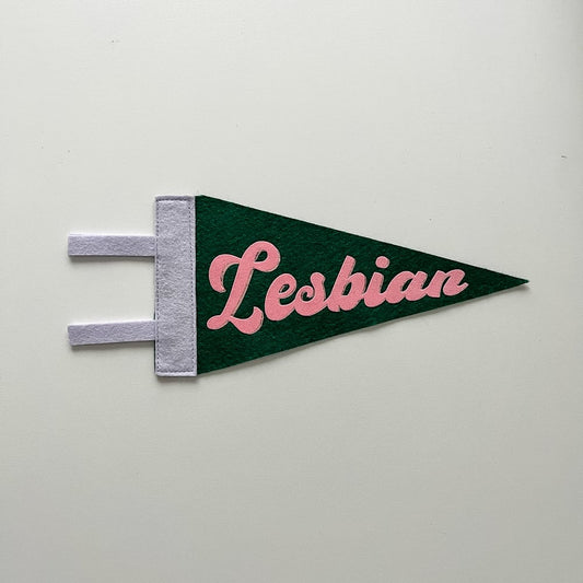 Lesbian Pride Pennant [pink + dark green]