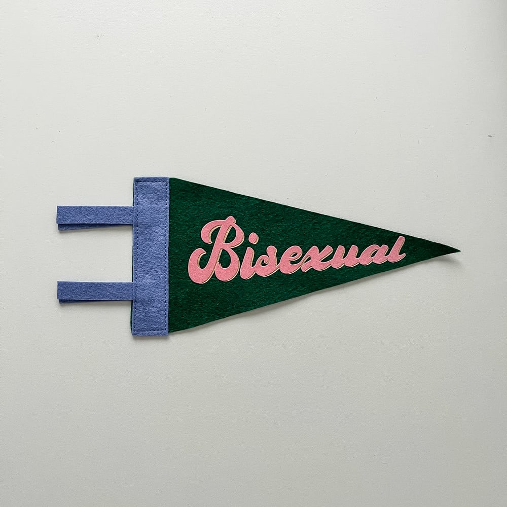 Bisexual Pride Pennant [pink + dark green]
