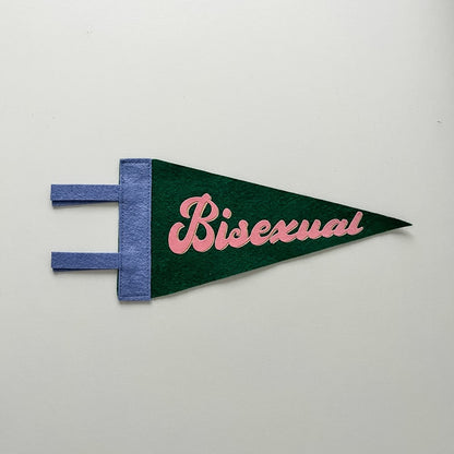 Bisexual Pride Pennant [pink + dark green]
