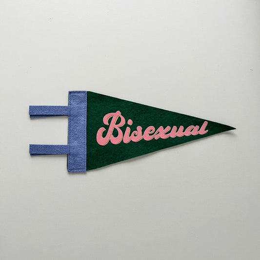 Bisexual Pride Pennant [pink + dark green]