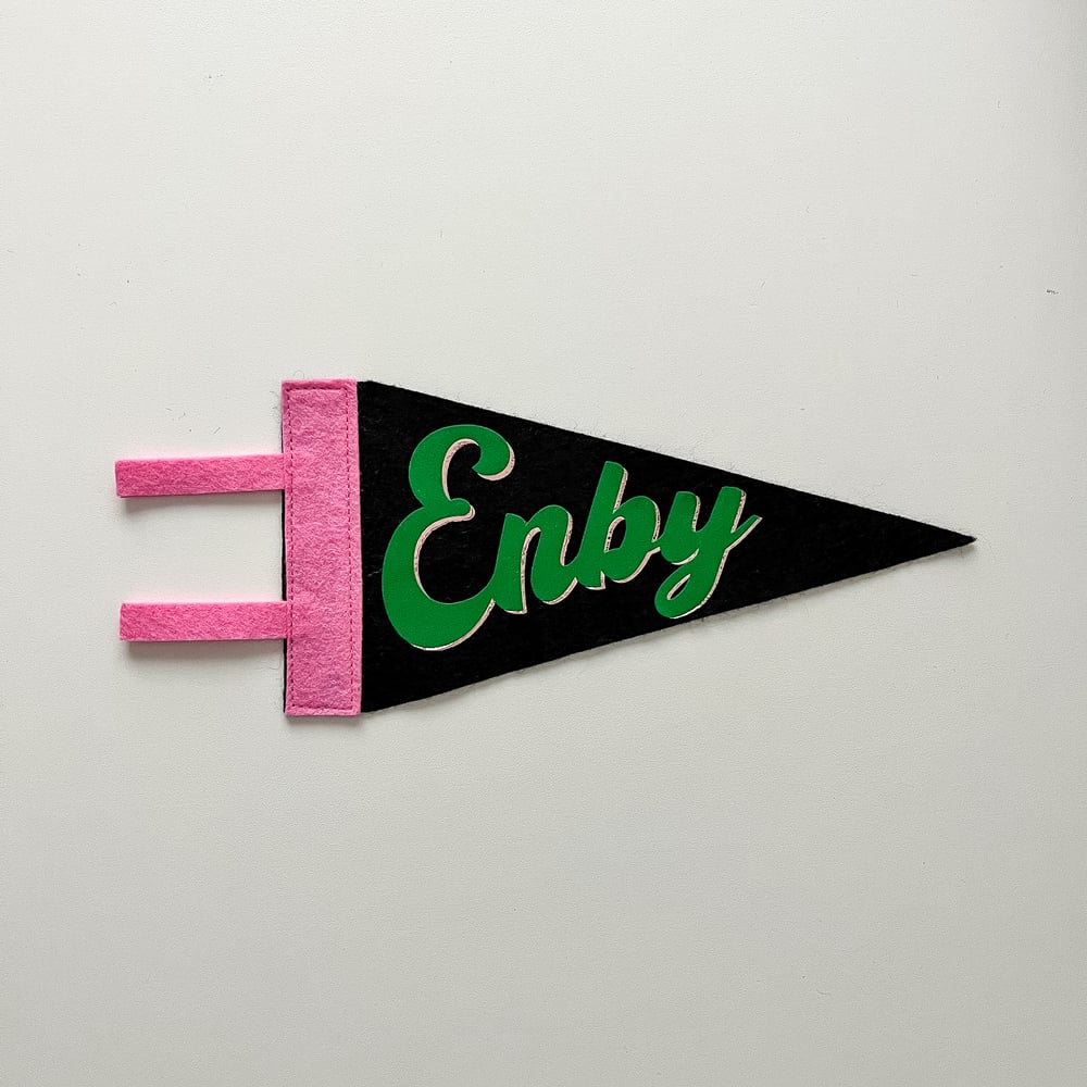 Enby Pride Pennant [green + black]