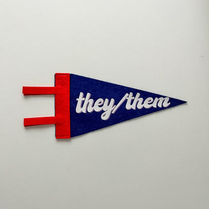 They/Them Pride Pennant [white + blue]