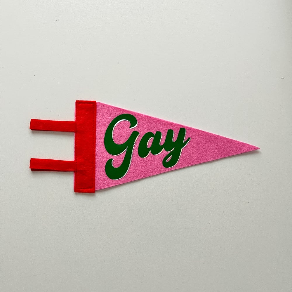 Gay Pride Pennant [green + pink]
